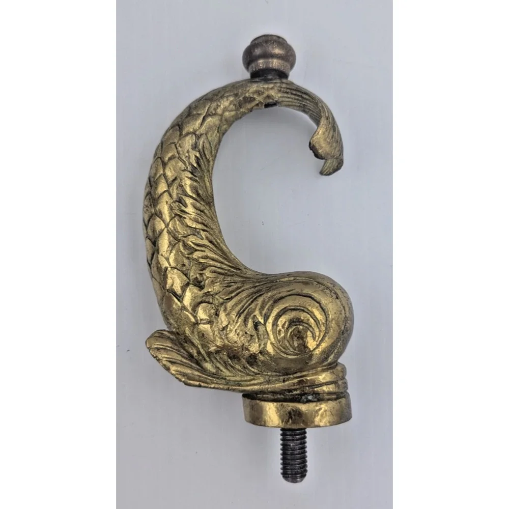 Brass Koi Fish Dolphin Screw on Part Solid Decor Repurpose Furniture Piece
